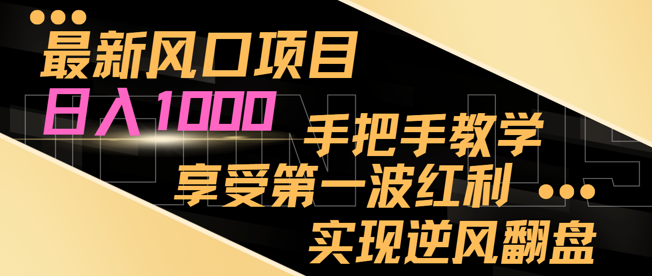 图片[1]-最新风口项目，日入过千，抓住当下风口，享受第一波红利，实现逆风翻盘-锦晨科技网